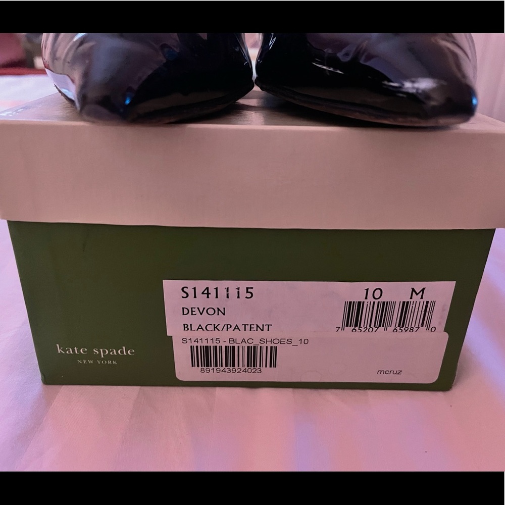 Kate Spade Devon black patent leather pointy flats S141115 10